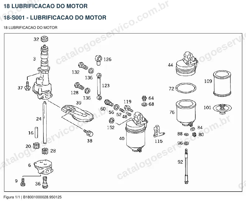 Vista explodida do catálogo de peças do motor Mercedes-Benz M 314 — figura 3