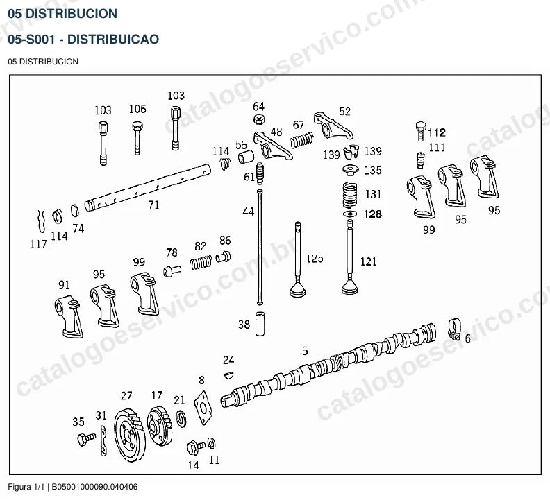 Vista explodida do catálogo de peças do motor Mercedes-Benz M 352 — figura 4