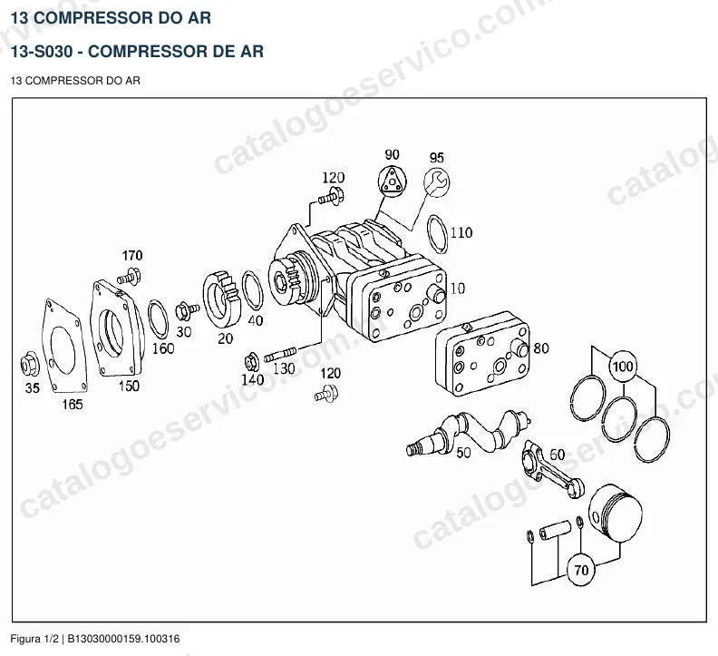 Vista explodida do catálogo de peças do motor Mercedes-Benz M 447 — figura 3