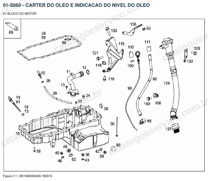 Vista explodida do catálogo de peças do motor Mercedes-Benz M 936 — figura 1