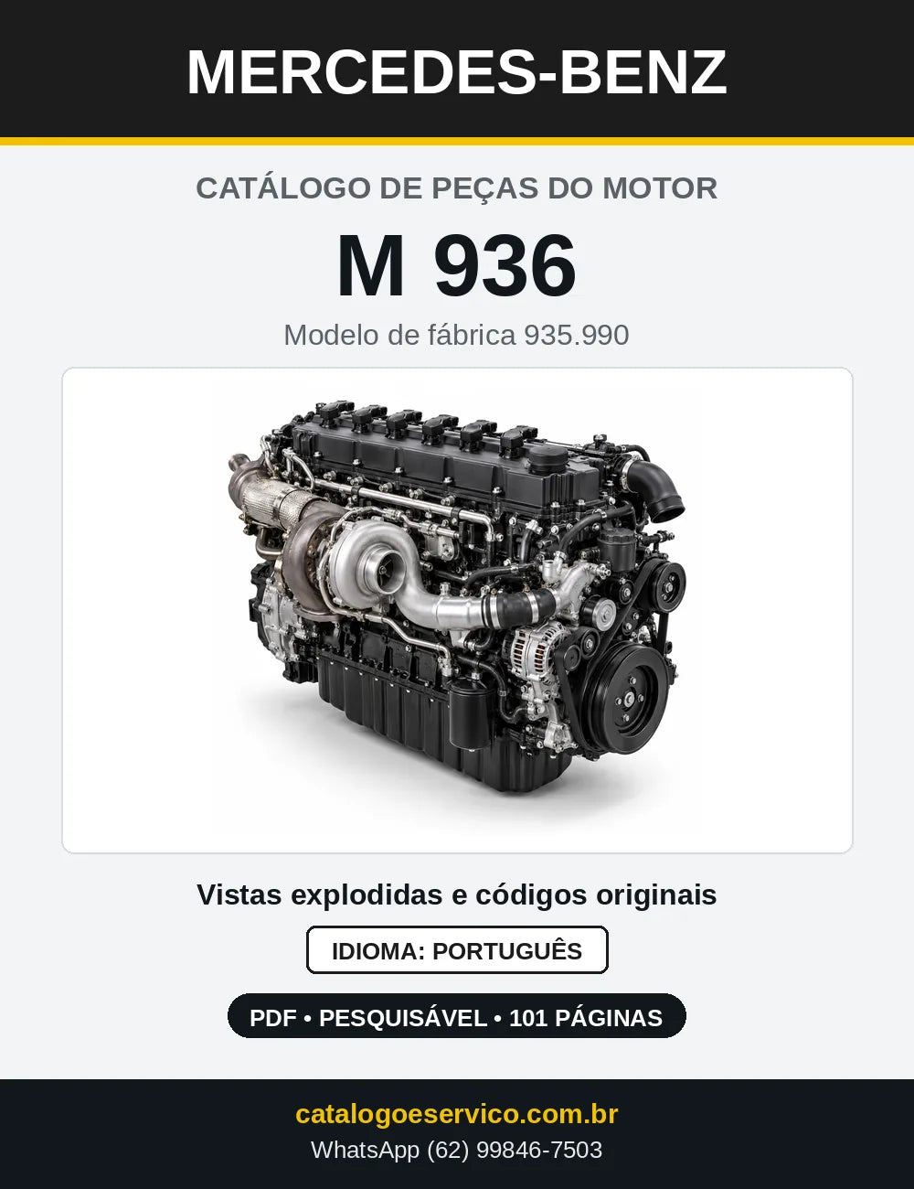 Capa do catálogo de peças do motor Mercedes-Benz M 936 em PDF