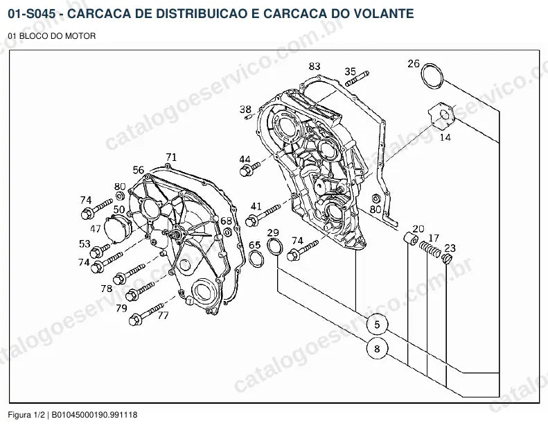 Vista explodida do catálogo de peças do motor Mercedes-Benz OM 014 — figura 2