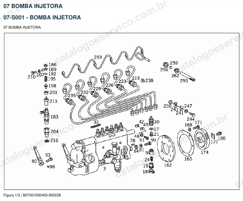 Vista explodida do catálogo de peças do motor Mercedes-Benz OM 312 — figura 2