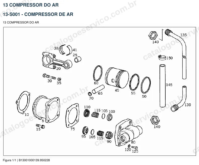 Vista explodida do catálogo de peças do motor Mercedes-Benz OM 312 — figura 3