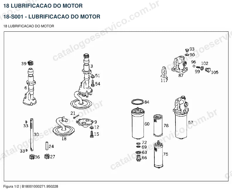 Vista explodida do catálogo de peças do motor Mercedes-Benz OM 312 — figura 4