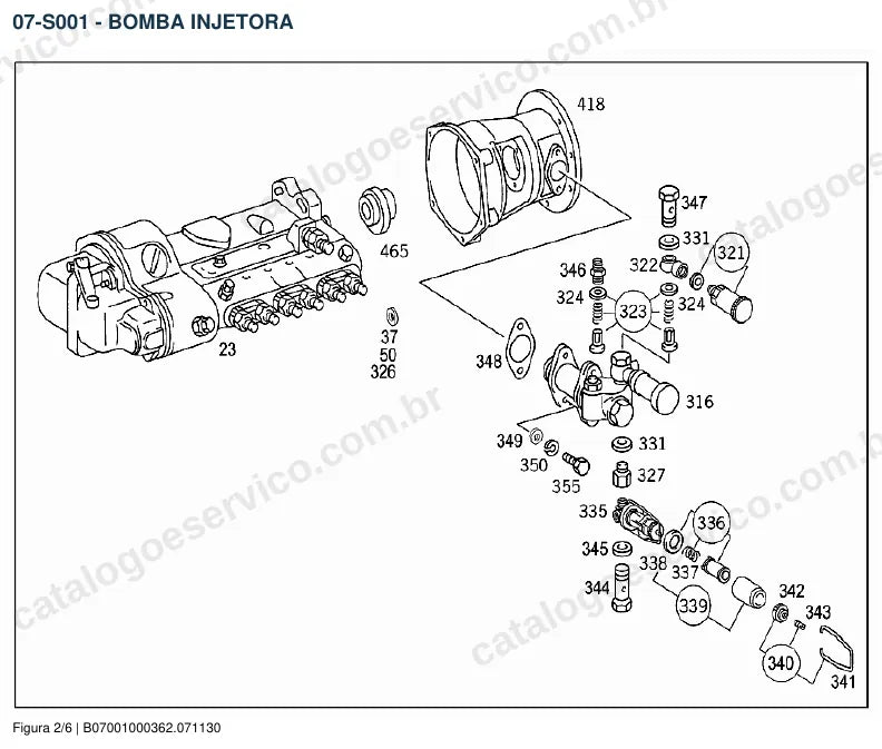 Vista explodida do catálogo de peças do motor Mercedes-Benz OM 326 — figura 2