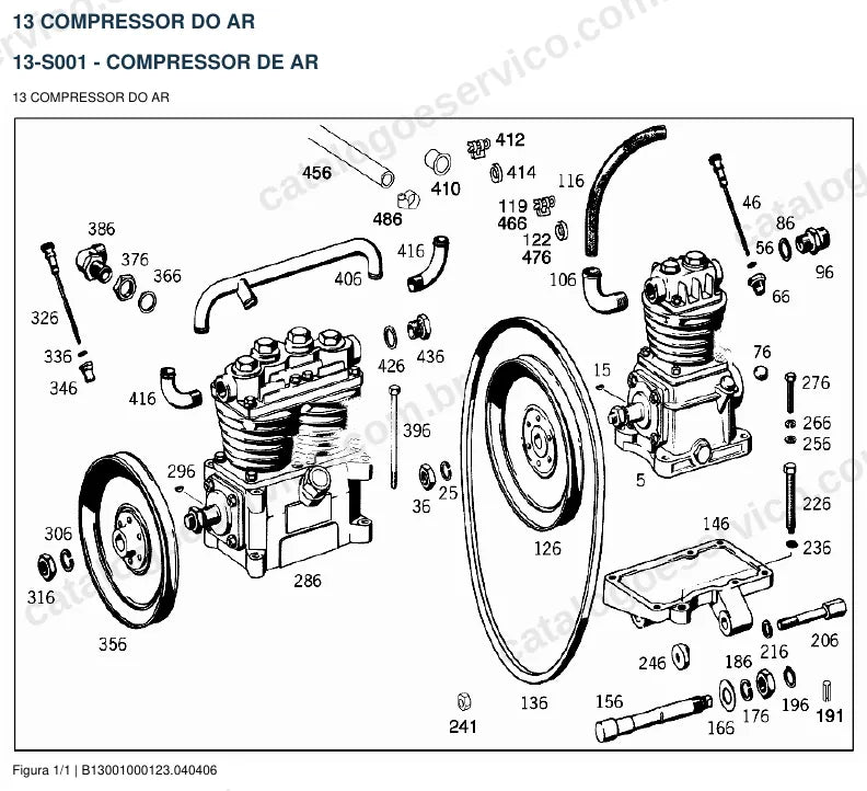 Vista explodida do catálogo de peças do motor Mercedes-Benz OM 326 — figura 3