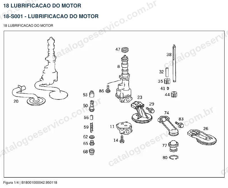 Vista explodida do catálogo de peças do motor Mercedes-Benz OM 352 — figura 3