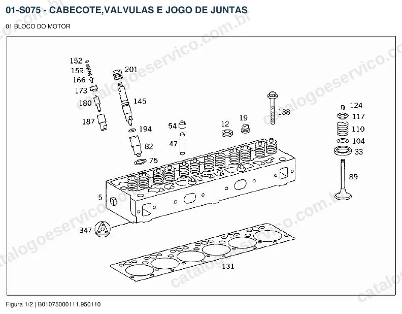 Vista explodida do catálogo de peças do motor Mercedes-Benz OM 362 — figura 2