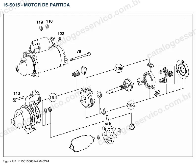 Vista explodida do catálogo de peças do motor Mercedes-Benz OM 364 — figura 3