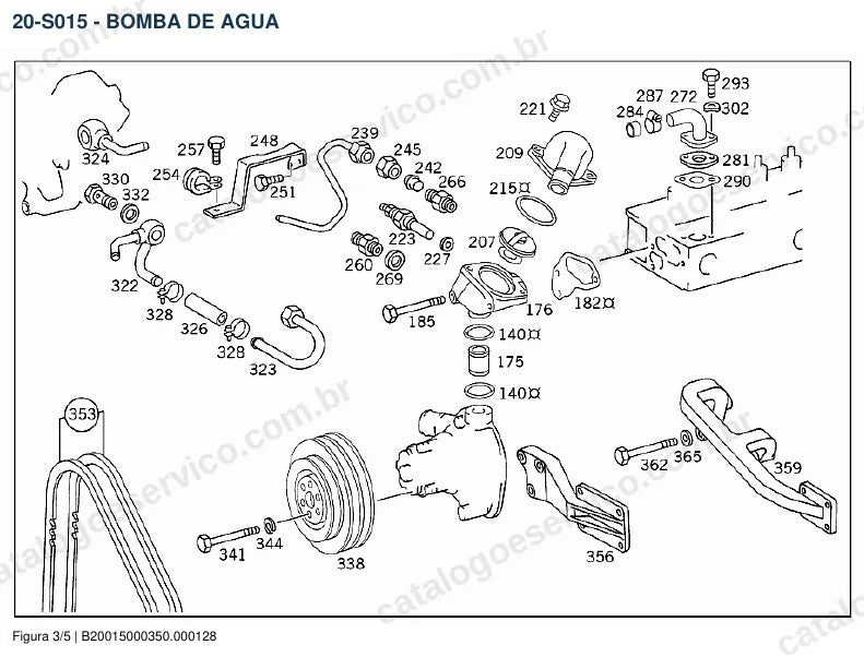 Vista explodida do catálogo de peças do motor Mercedes-Benz OM 366 — figura 4