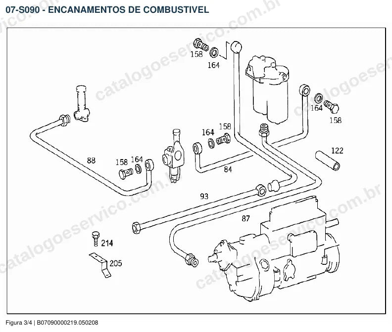 Vista explodida do catálogo de peças do motor Mercedes-Benz OM 401 — figura 1