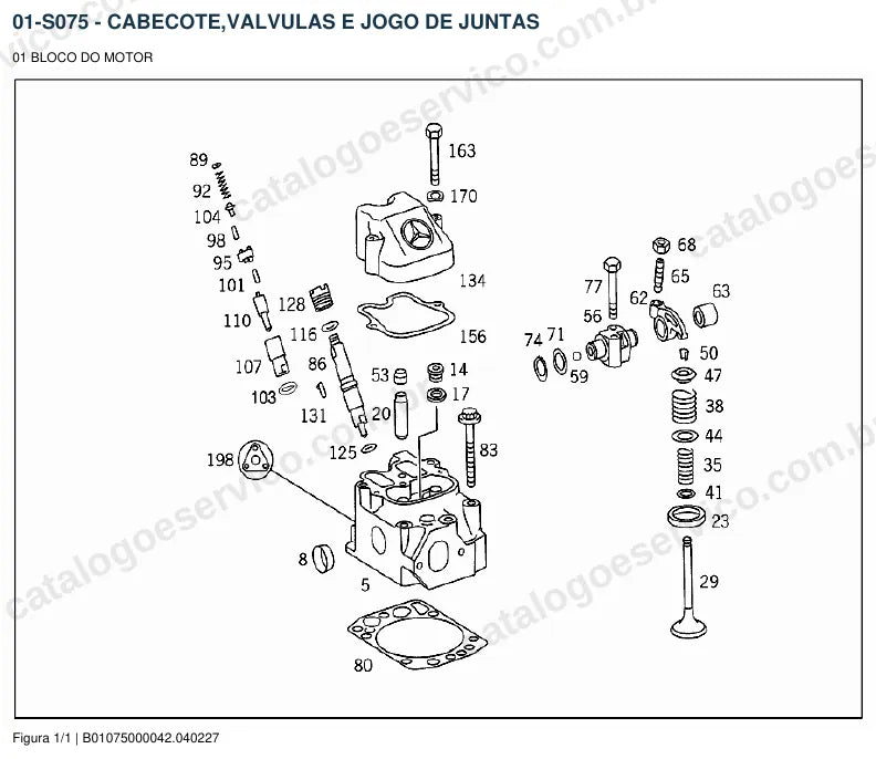 Vista explodida do catálogo de peças do motor Mercedes-Benz OM 402 — figura 2