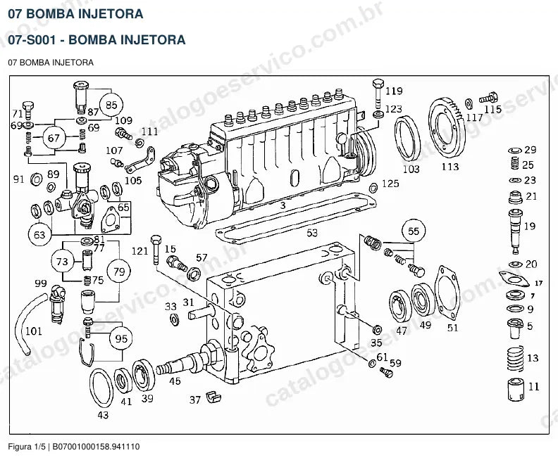 Vista explodida do catálogo de peças do motor Mercedes-Benz OM 403 — figura 4