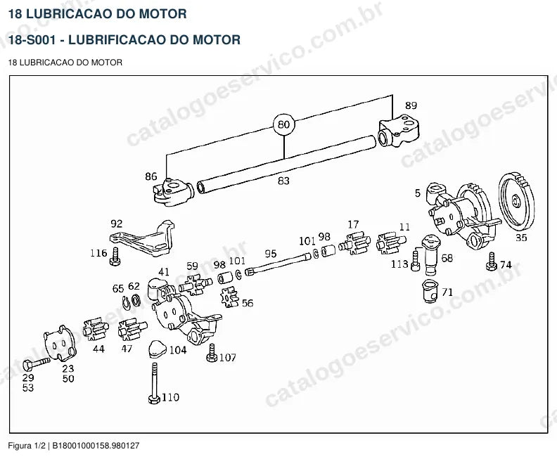 Vista explodida do catálogo de peças do motor Mercedes-Benz OM 404 — figura 2