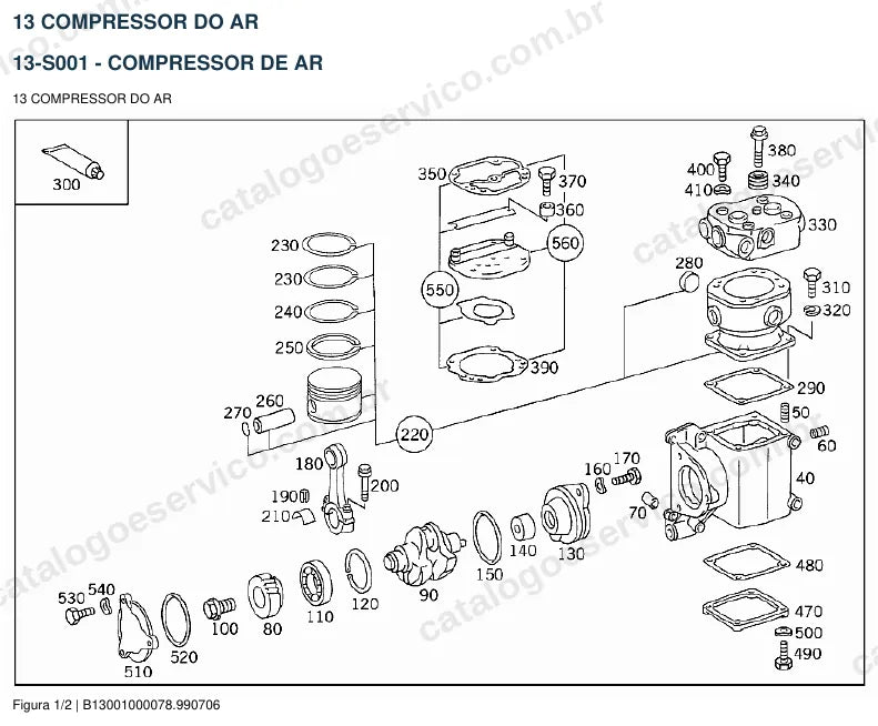 Vista explodida do catálogo de peças do motor Mercedes-Benz OM 409 — figura 3