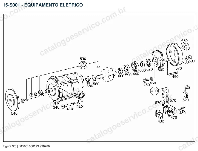 Vista explodida do catálogo de peças do motor Mercedes-Benz OM 409 — figura 4