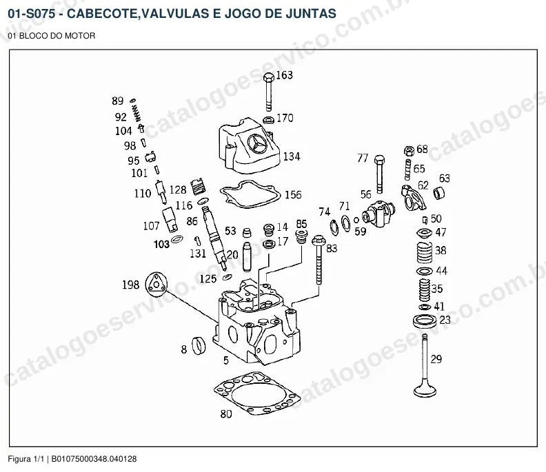 Vista explodida do catálogo de peças do motor Mercedes-Benz OM 423 — figura 2