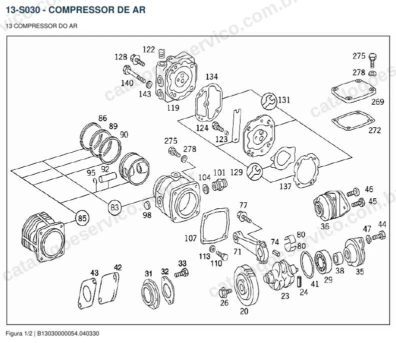 Vista explodida do catálogo de peças do motor Mercedes-Benz OM 423 — figura 4