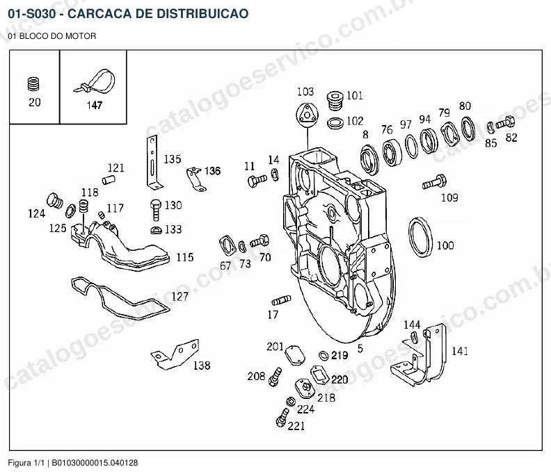 Vista explodida do catálogo de peças do motor Mercedes-Benz OM 441 — figura 2