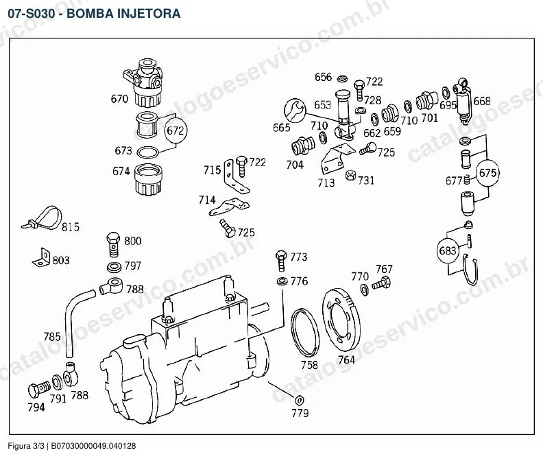 Vista explodida do catálogo de peças do motor Mercedes-Benz OM 441 — figura 4