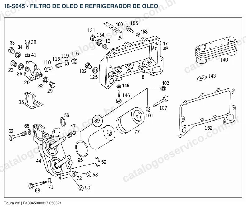 Vista explodida do catálogo de peças do motor Mercedes-Benz OM 442 — figura 2