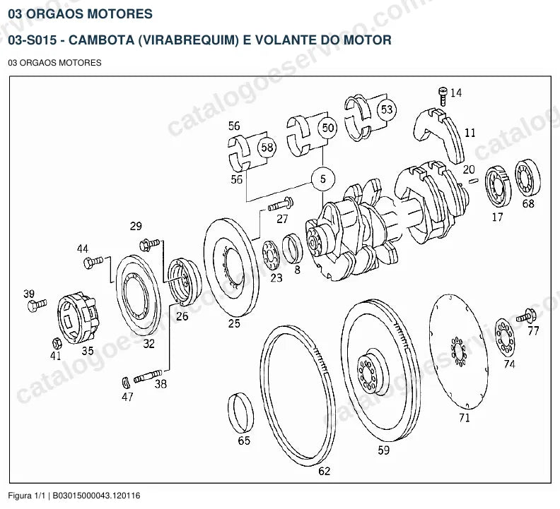 Vista explodida do catálogo de peças do motor Mercedes-Benz OM 442 — figura 3