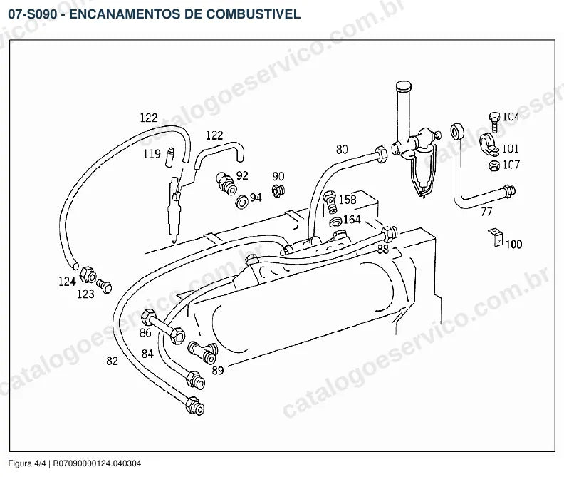 Vista explodida do catálogo de peças do motor Mercedes-Benz OM 442 — figura 4