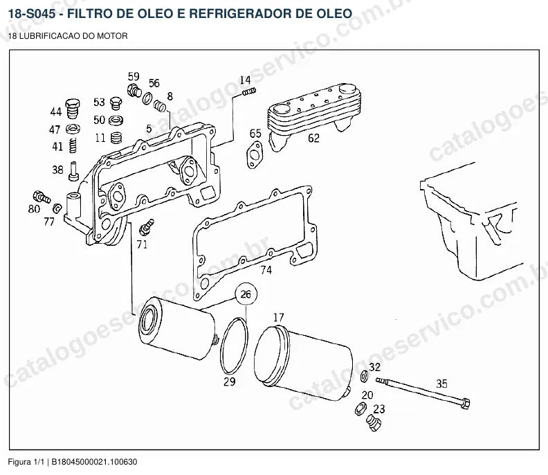 Vista explodida do catálogo de peças do motor Mercedes-Benz OM 443 — figura 2
