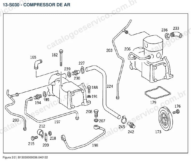 Vista explodida do catálogo de peças do motor Mercedes-Benz OM 447 — figura 1
