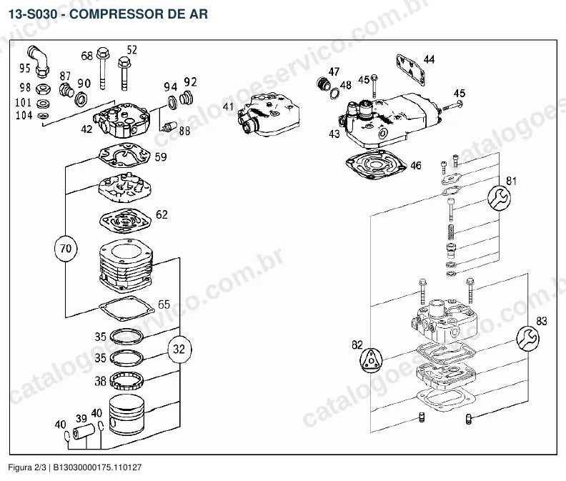 Vista explodida do catálogo de peças do motor Mercedes-Benz OM 501 — figura 4