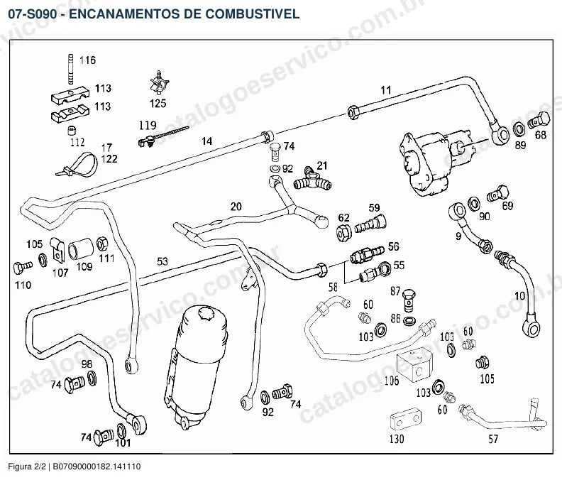 Vista explodida do catálogo de peças do motor Mercedes-Benz OM 502 — figura 4