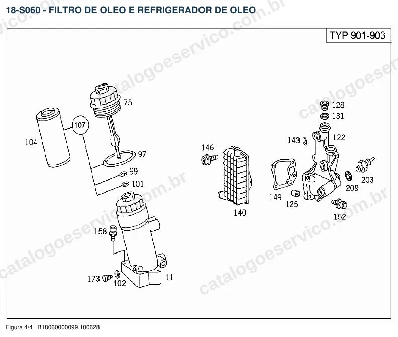 Vista explodida do catálogo de peças do motor Mercedes-Benz OM 601 — figura 2