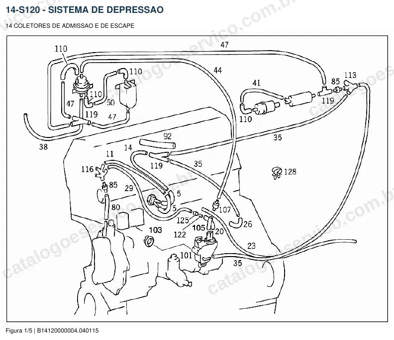 Vista explodida do catálogo de peças do motor Mercedes-Benz OM 601 — figura 3