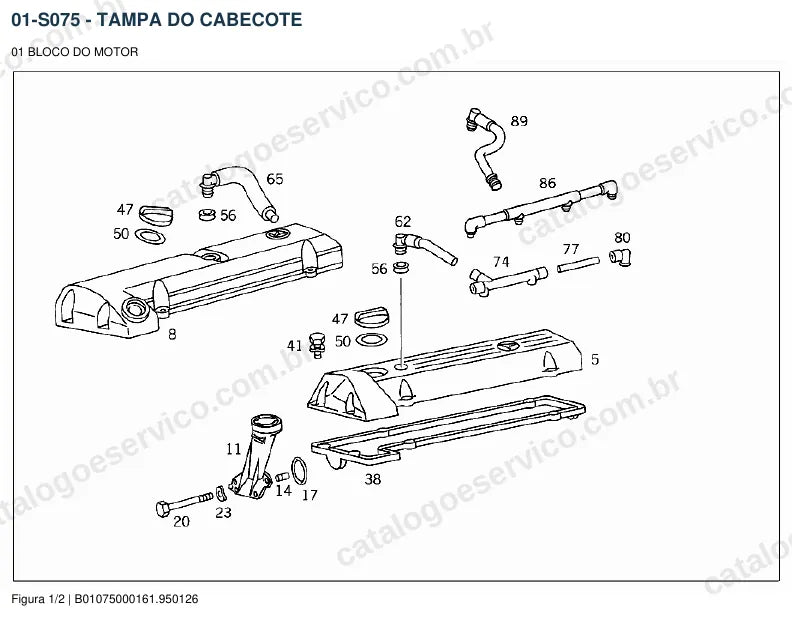 Vista explodida do catálogo de peças do motor Mercedes-Benz OM 601 — figura 4
