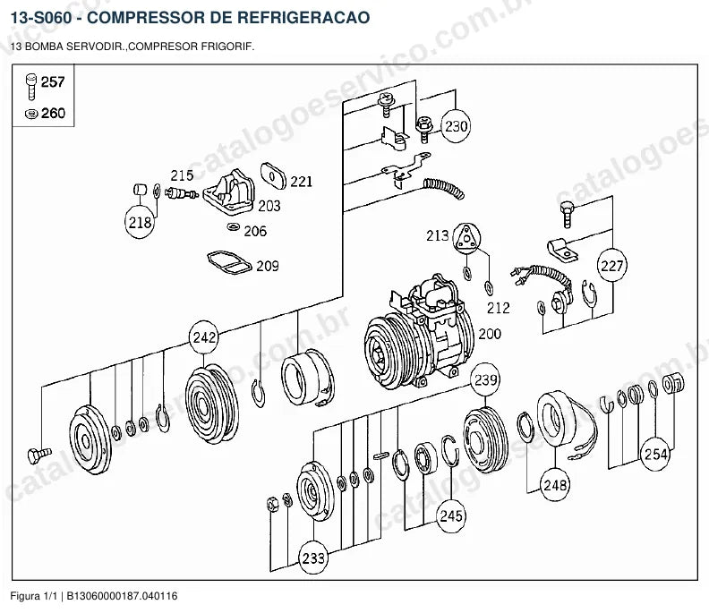 Vista explodida do catálogo de peças do motor Mercedes-Benz OM 603 — figura 1