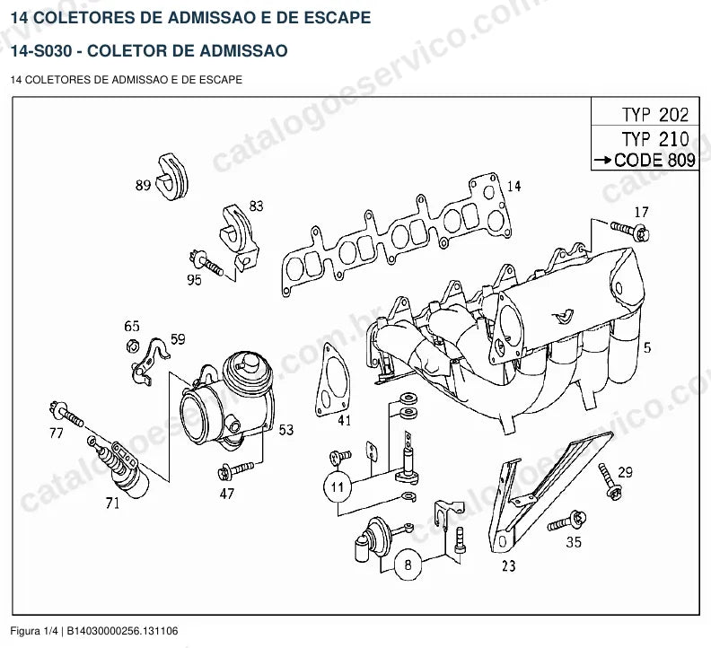 Vista explodida do catálogo de peças do motor Mercedes-Benz OM 611 — figura 2