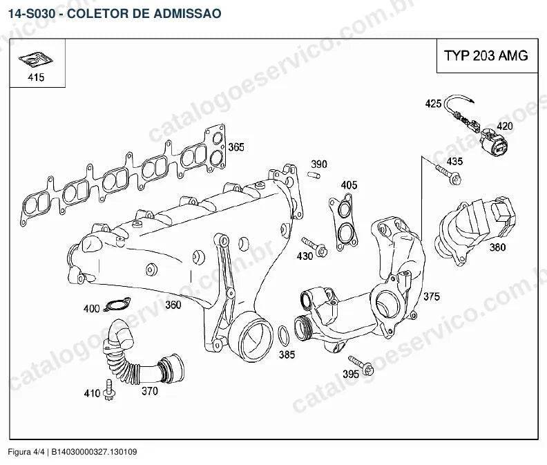 Vista explodida do catálogo de peças do motor Mercedes-Benz OM 612 — figura 2