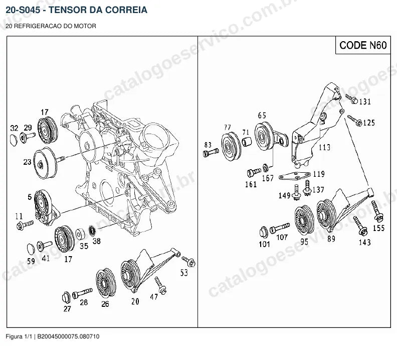 Vista explodida do catálogo de peças do motor Mercedes-Benz OM 612 — figura 4