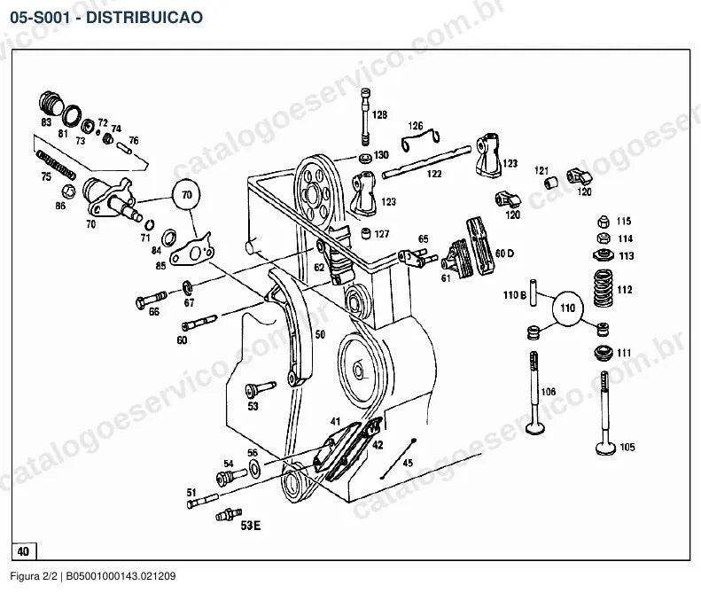 Vista explodida do catálogo de peças do motor Mercedes-Benz OM 615 — figura 2