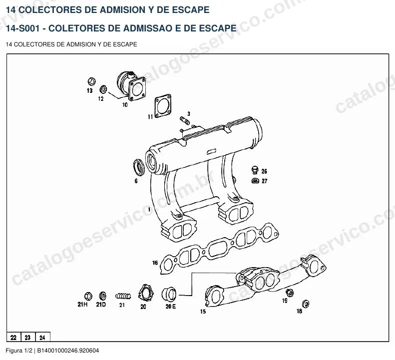 Vista explodida do catálogo de peças do motor Mercedes-Benz OM 615 — figura 3