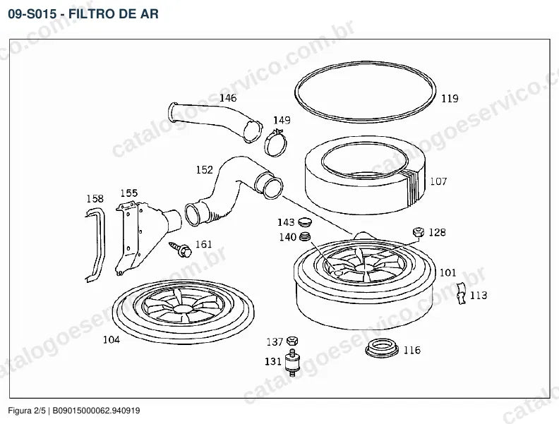 Vista explodida do catálogo de peças do motor Mercedes-Benz OM 616 — figura 4