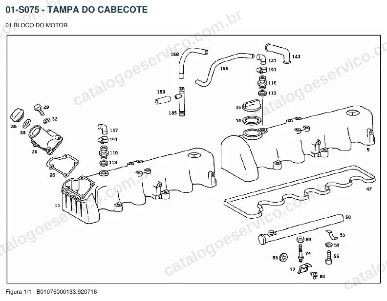 Vista explodida do catálogo de peças do motor Mercedes-Benz OM 617 — figura 4