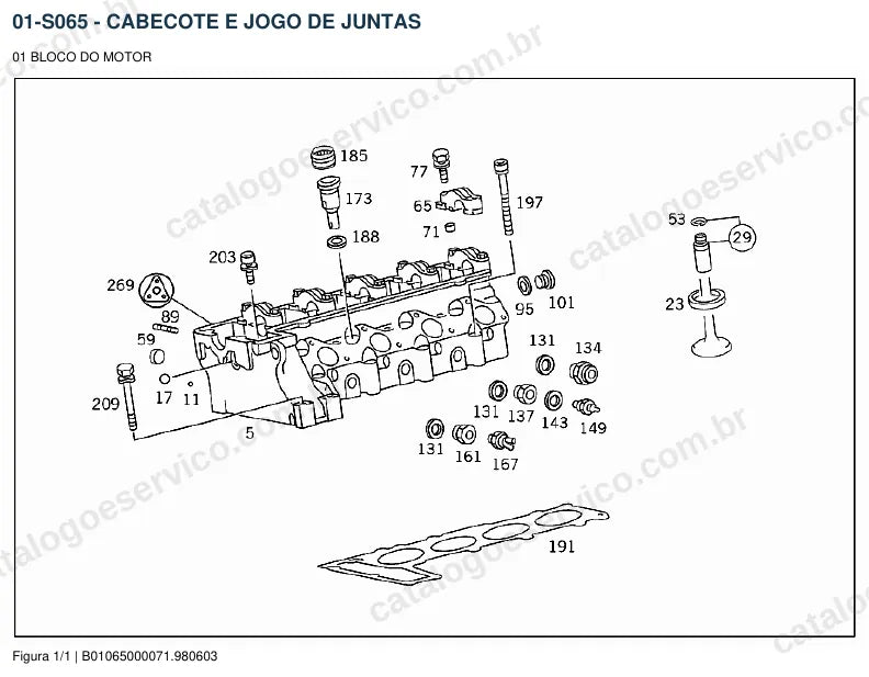 Vista explodida do catálogo de peças do motor Mercedes-Benz OM 661 — figura 2