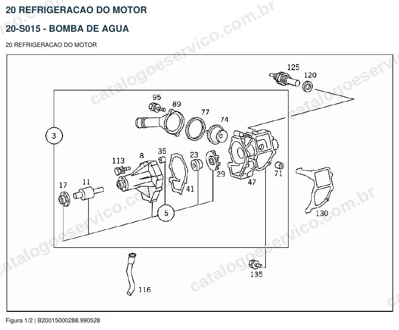 Vista explodida do catálogo de peças do motor Mercedes-Benz OM 662 — figura 3
