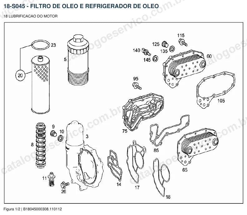 Vista explodida do catálogo de peças do motor Mercedes-Benz OM 902 — figura 3