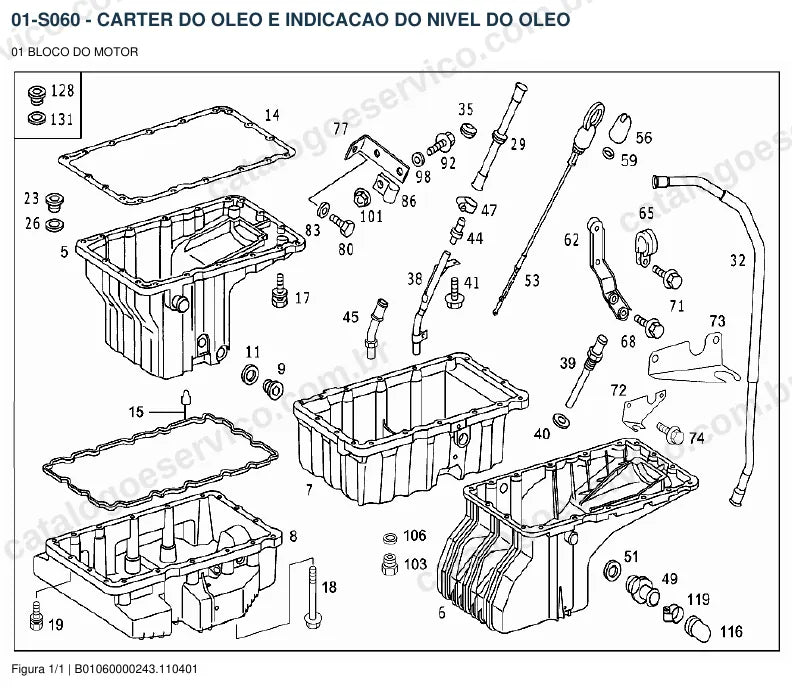 Vista explodida do catálogo de peças do motor Mercedes-Benz OM 904 — figura 2