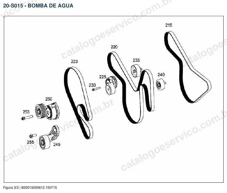 Vista explodida do catálogo de peças do motor Mercedes-Benz OM 934 — figura 1