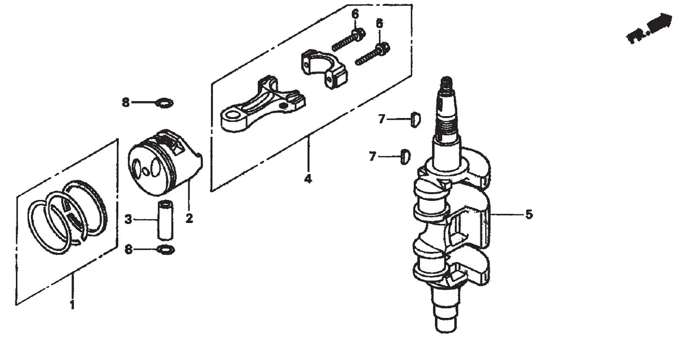 HONDA MARINE BF9.9D1 / BFP9.9D1 / BF10D1 — pistão, biela e virabrequim — Catálogo de Peças