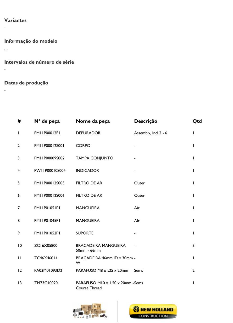 Catálogo de Peças New Holland E27B — Peças da mini escavadeira New Holland E27B (esteira compacta) - print 1